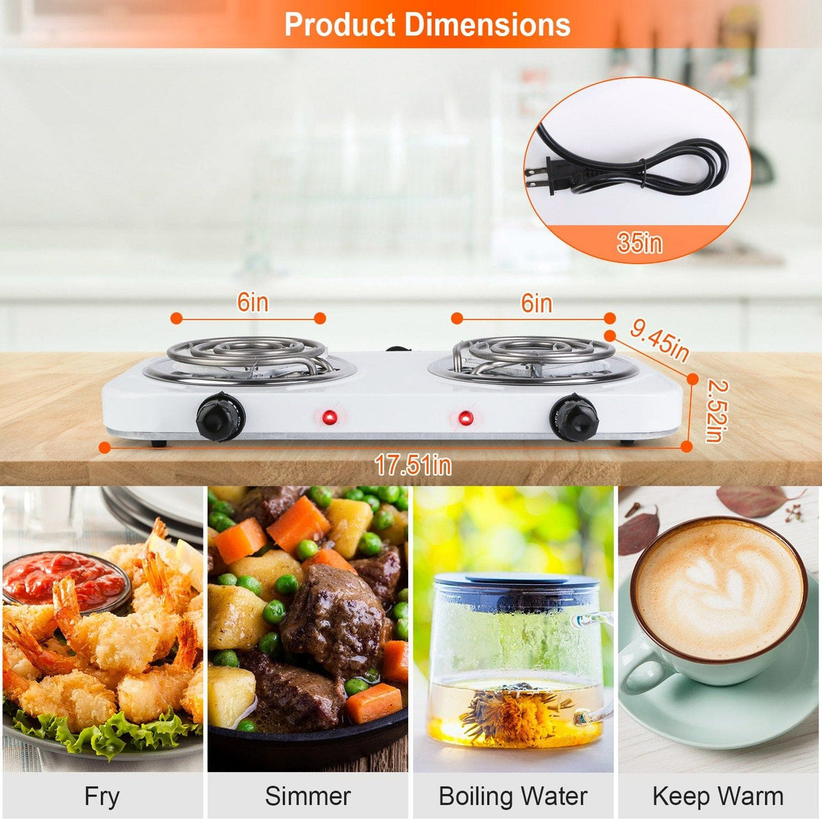 2000W Electric Double Burner Portable Coil Heating Hot Plate Stove - Bills variety store