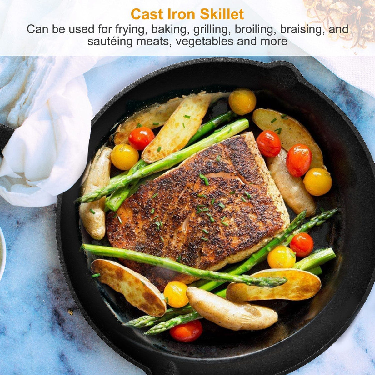 3Pcs Pre-Seasoned Cast Iron Skillet Set 6/8/10in Non-Stick Oven Safe Cookware - Bills variety store