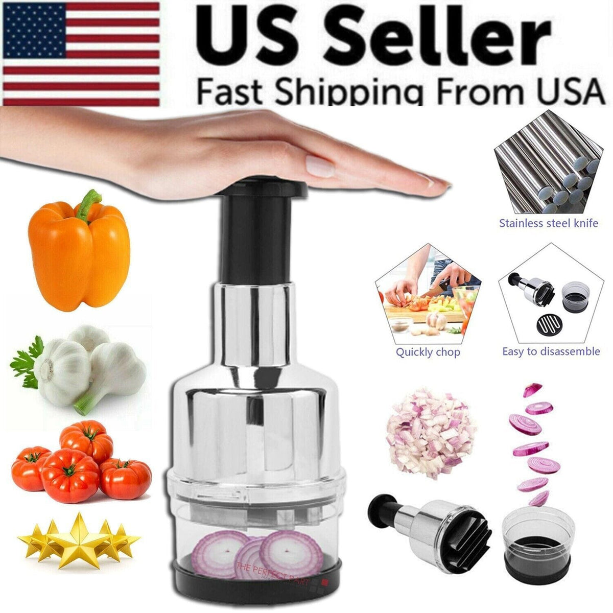 Vegetable Fruit Salad Onion Garlic Food Hand Chopper Cutter Slicer Peeler Dicer - Bills variety store