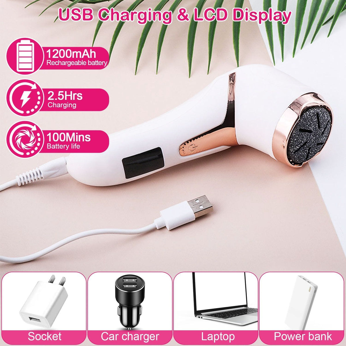 17Pcs Electric Foot Callus Remover with Vacuum Rechargeable Dead Skin Pedicure Machine - Bills variety store
