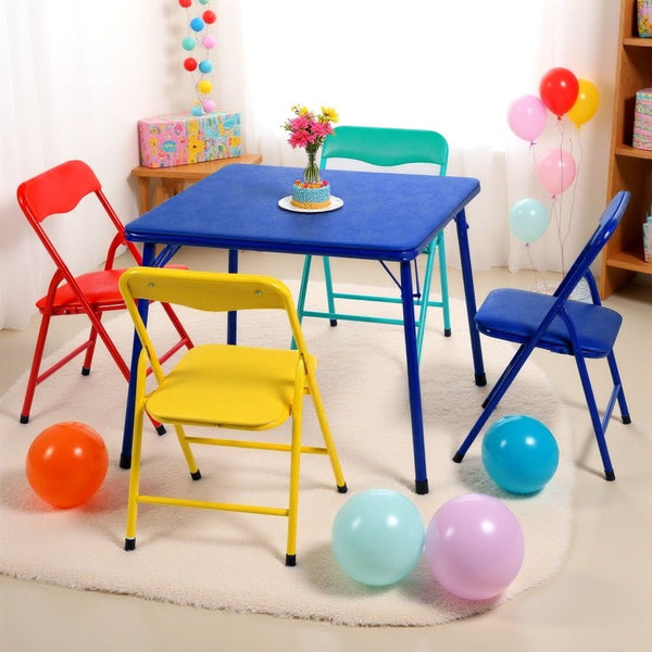 5-Piece Kids Activity Table and Chair Set, Folding Preschool Furniture, Multi-Color - Bills variety store