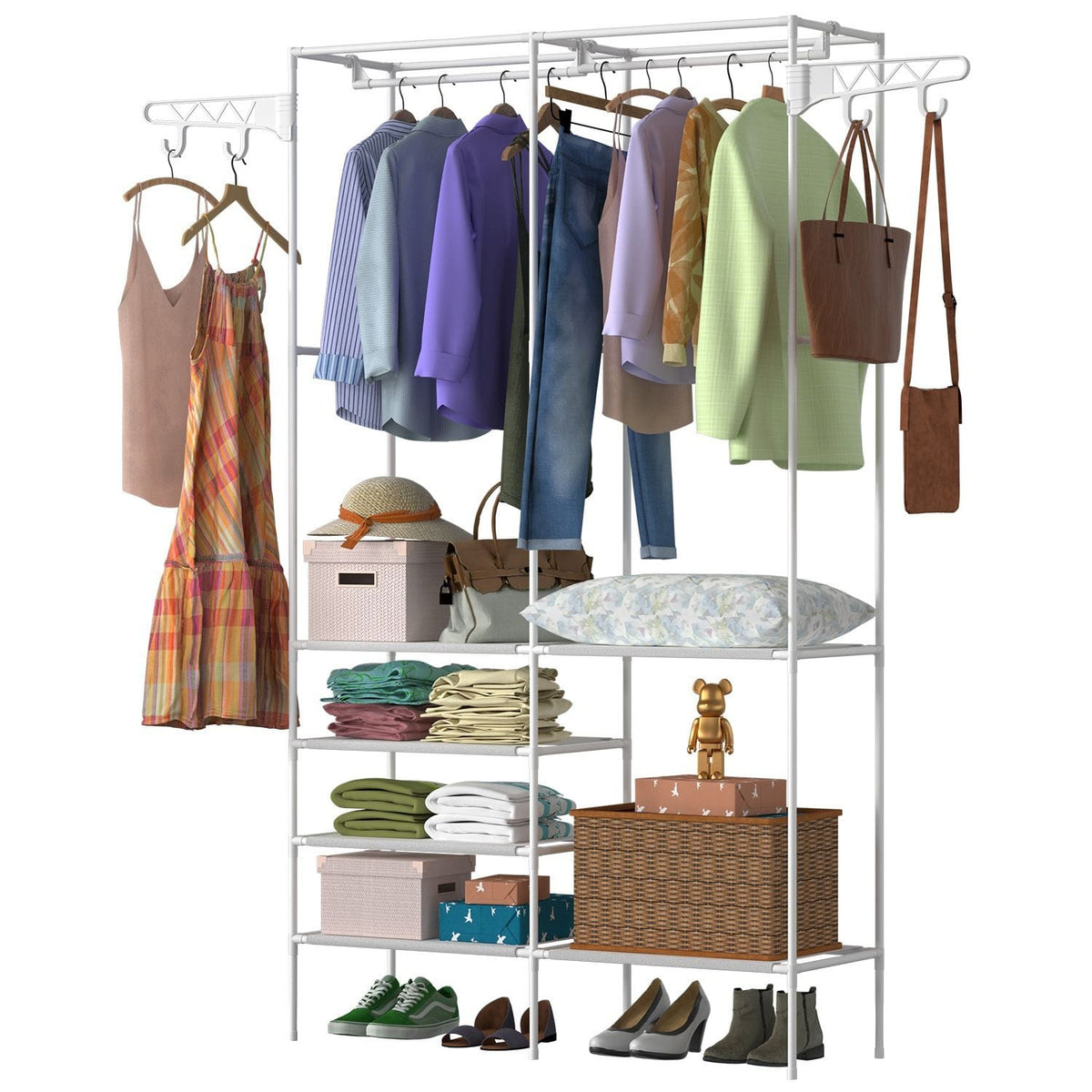 Metal Garment Rack Shoe and Clothing Organizer Shelves - Bills variety store