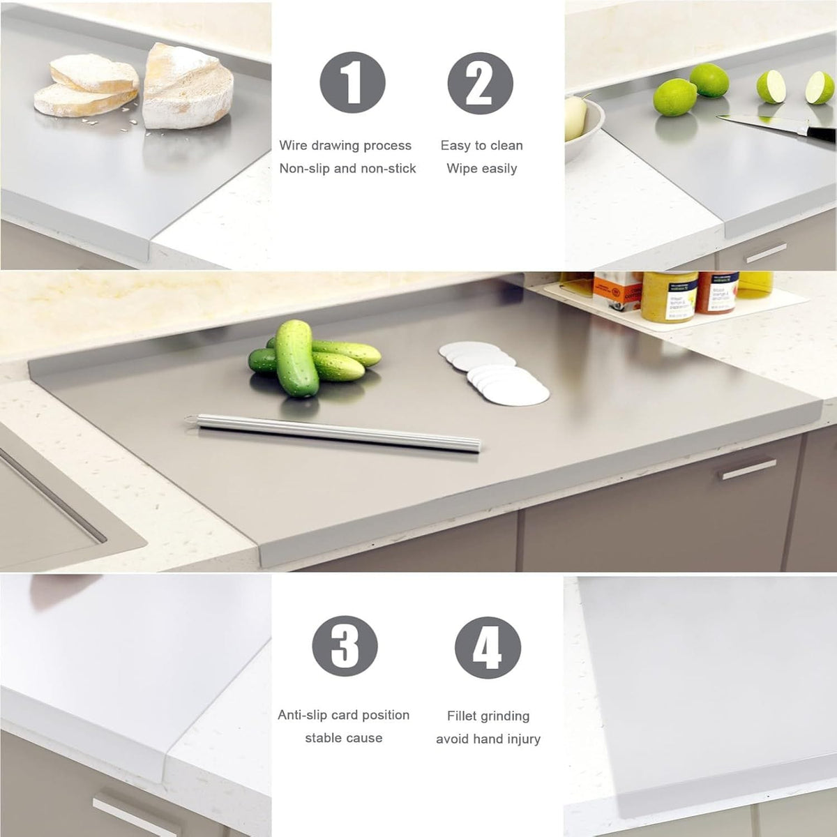 XXL 304 Stainless Steel Cutting Board Anti-Slip & Mildew-Proof - Bills variety store