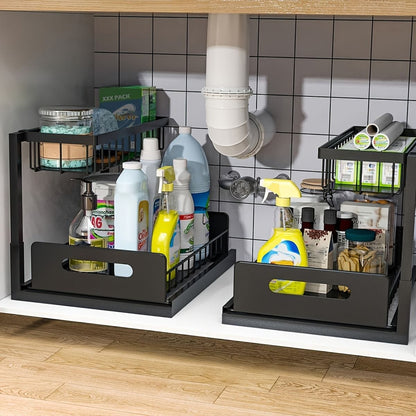 1 or 2 pc. kitchen rack for under sink organization, sliding pull-out cabinet organization rack - Bills variety store