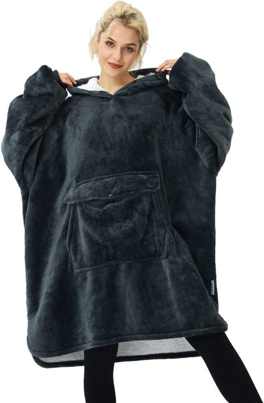 Krifey Wearable Blanket Hoodie, Oversized Sherpa Hooded as Birthday Gifts for Mom Women Girlfriend Men, Cozy Sweatshirt with Giant Pocket - Bills variety store