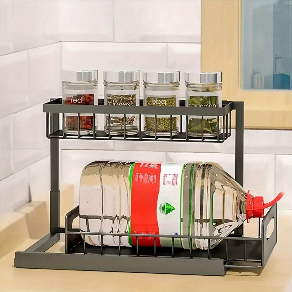 1 or 2 pc. kitchen rack for under sink organization, sliding pull-out cabinet organization rack - Bills variety store