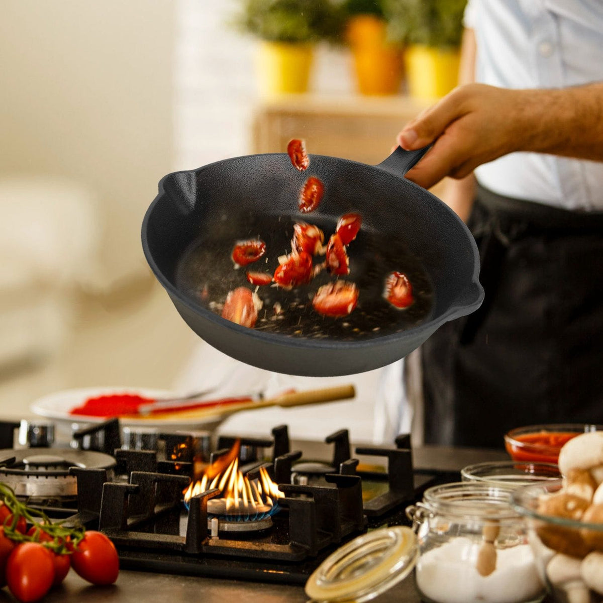3Pcs Pre-Seasoned Cast Iron Skillet Set 6/8/10in Non-Stick Oven Safe Cookware - Bills variety store