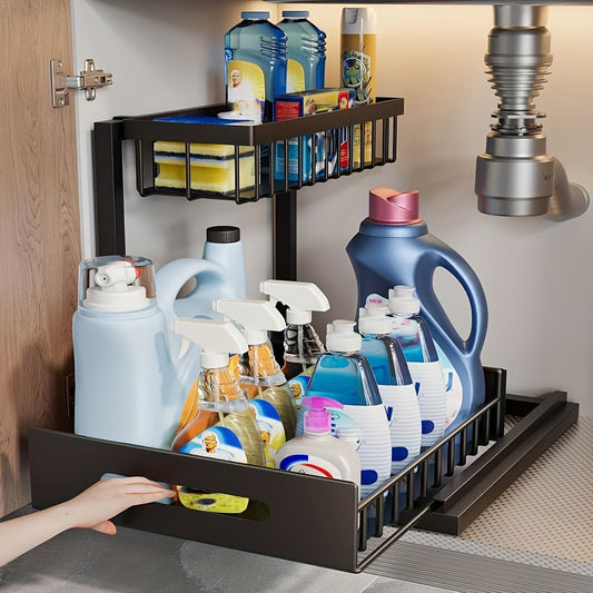 1 or 2 pc. kitchen rack for under sink organization, sliding pull-out cabinet organization rack - Bills variety store