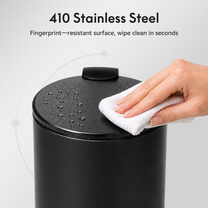3L/0.8 Gallon Round Step Trash Can, Small Stainless Steel Bathroom Garbage Can with Foot Pedal and Removable Inner Bucket for Bathroom, Bedroom, Office, Black - Bills variety store