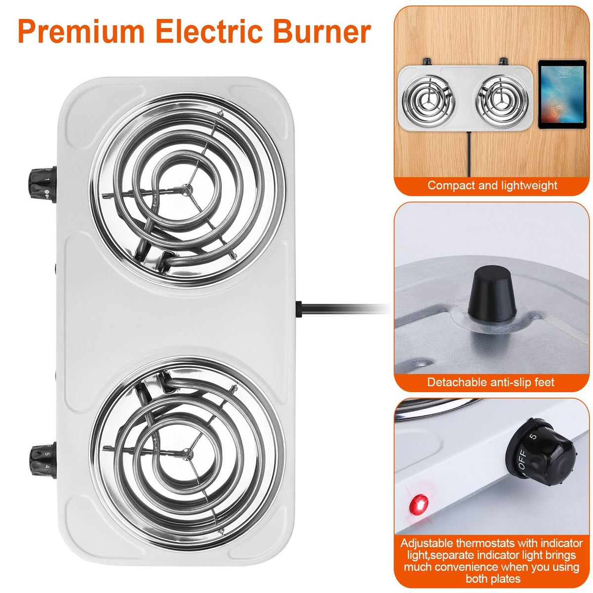 2000W Electric Double Burner Portable Coil Heating Hot Plate Stove - Bills variety store