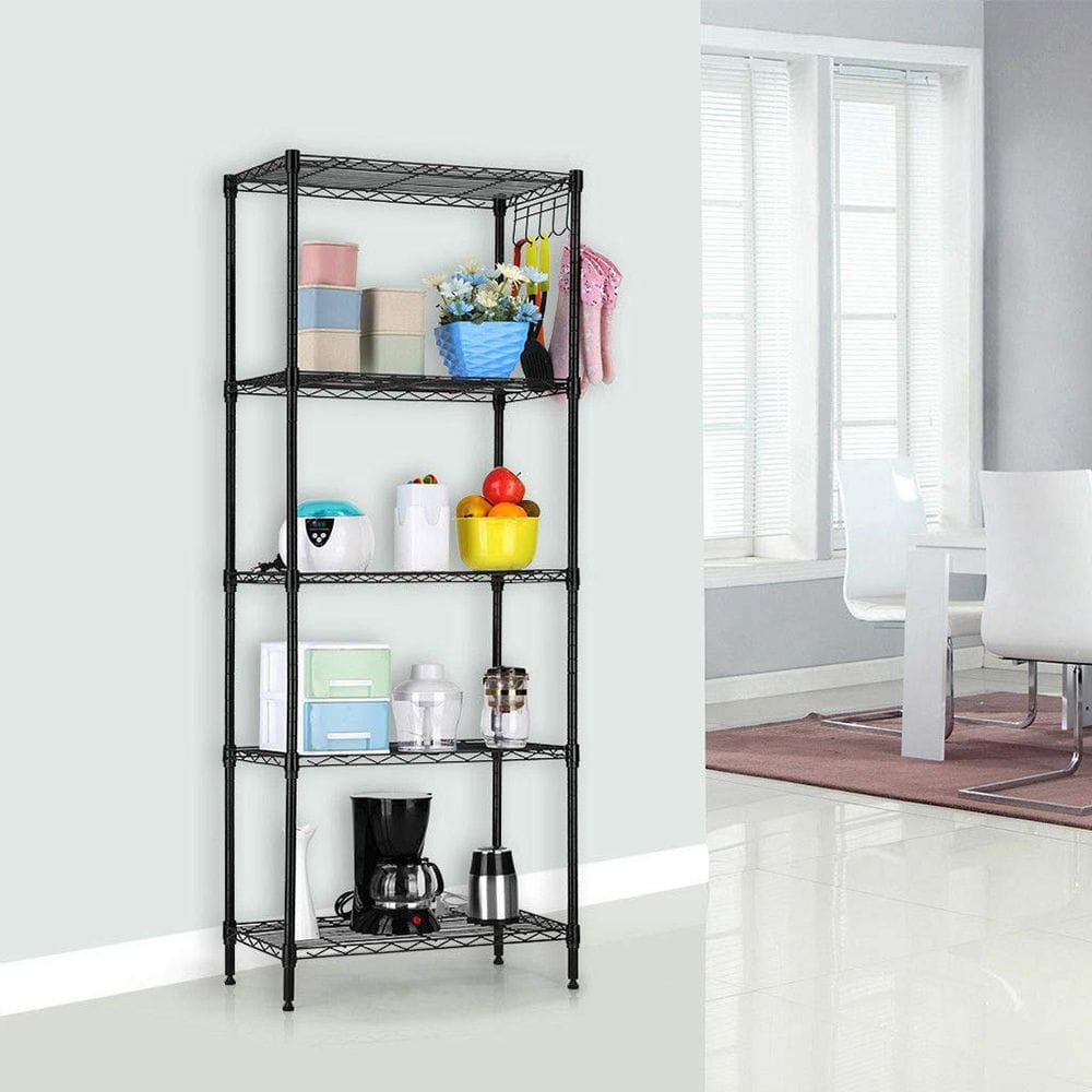 Changeable Assembly Floor Standing Carbon Steel Storage Rack Black - Bills variety store