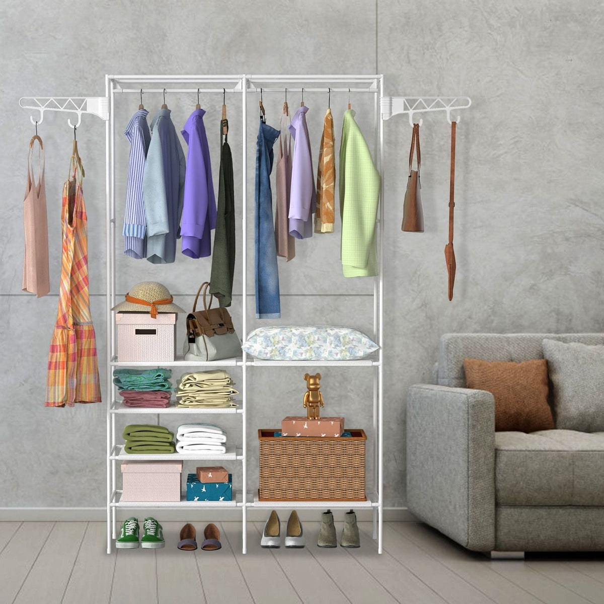 Metal Garment Rack Shoe and Clothing Organizer Shelves - Bills variety store
