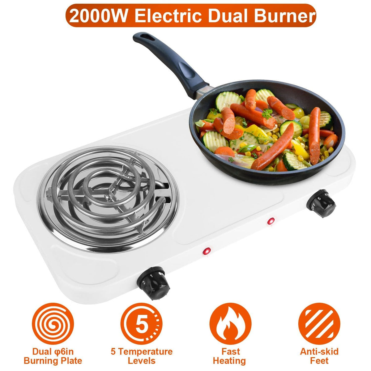 2000W Electric Double Burner Portable Coil Heating Hot Plate Stove - Bills variety store